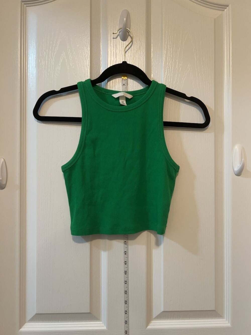 H&M Ribbed Racerback Crop Tank Top Green Size S
